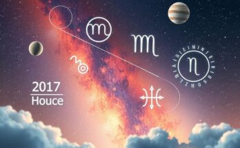 Космическая сцена с зодиакальными символами на фоне звездного неба и планет, олицетворяющую гороскопы на неделю.