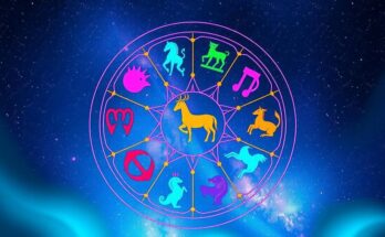 Colorful zodiac symbols representing weekly horoscope insights for all signs, with a serene celestial background.