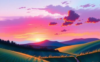 A serene landscape with purple tones reflecting harmony and positivity, symbolizing supportive relationships and personal growth.