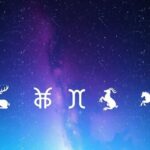 Пять знаков зодиака, вступающих в новую эру изобилия с красивыми фонами и звездами.