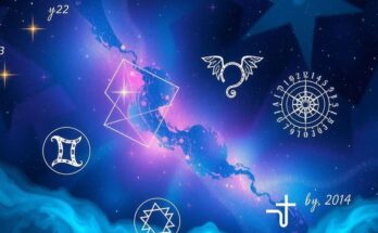 A vibrant cosmic scene with astrological symbols against a starry background, embodying change and growth for the week.