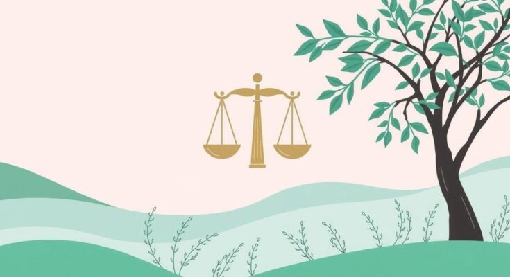A serene Libra symbol surrounded by nature, featuring flowing lines and soft pastel colors for a calming effect.
