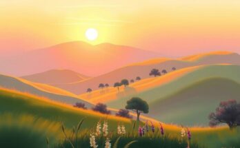 A serene landscape featuring a sunrise over rolling hills, symbolizing new beginnings and emotional clarity.