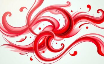 A vibrant red abstract art piece symbolizing strong connections and positive energy, reflecting unity and communication.