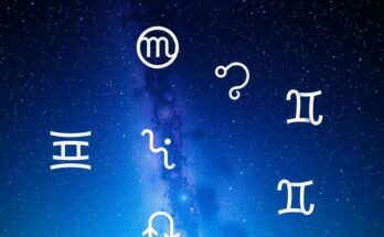 Astrological symbols representing the zodiac signs against a celestial backdrop.