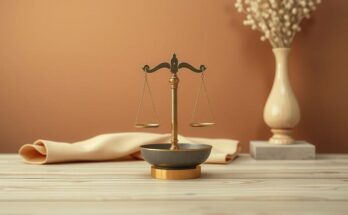 A calm and serene image of a balanced scale in soft browns, symbolizing harmony and reflection for Libra.