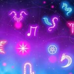 Zodiac symbols in a cosmic sky with vibrant colors, illustrating astrological predictions for the day.