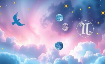 Astrological symbols and zodiac signs with a cosmic background representing love and relationships.