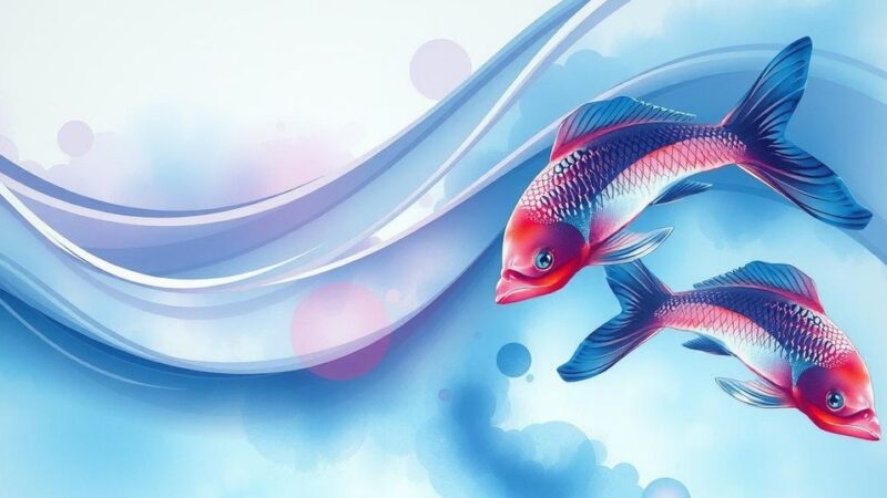 Soothing watercolor illustration of flowing water and fish representing Pisces zodiac sign and daily horoscope insights.