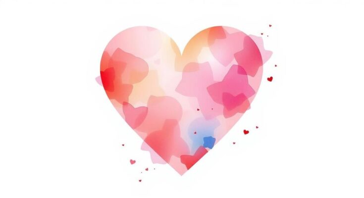 A warm heart symbol surrounded by soft pastel colors, representing love and romance for Sagittarius.