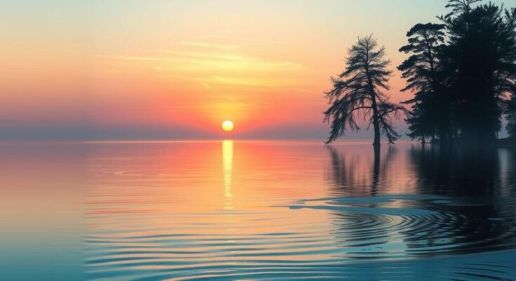 A serene landscape with a sunset showcasing pastel colors, symbolizing change and creativity for Cancer horoscope.