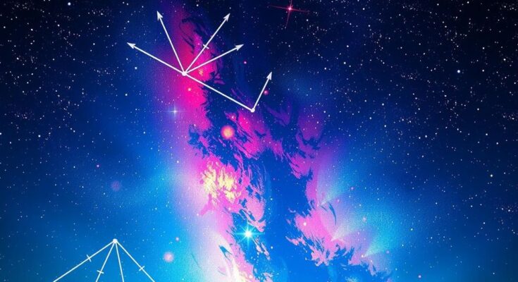 A celestial scene depicting vibrant constellations and planetary alignments, reflecting cosmic energy and personal empowerment.