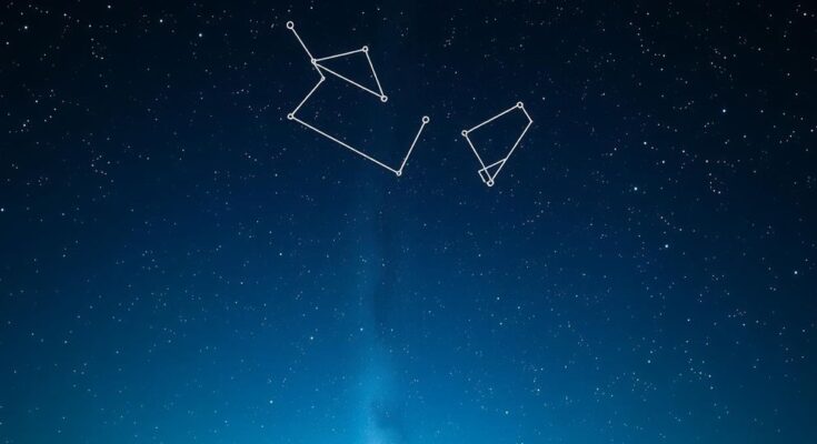 A serene scene depicting a night sky with Capricorn and Aries constellations, expressing dreams and aspirations.