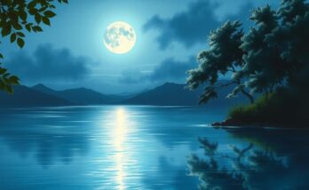 Moon shining in a night sky above calm waters, symbolizing intimacy and communication in relationships.