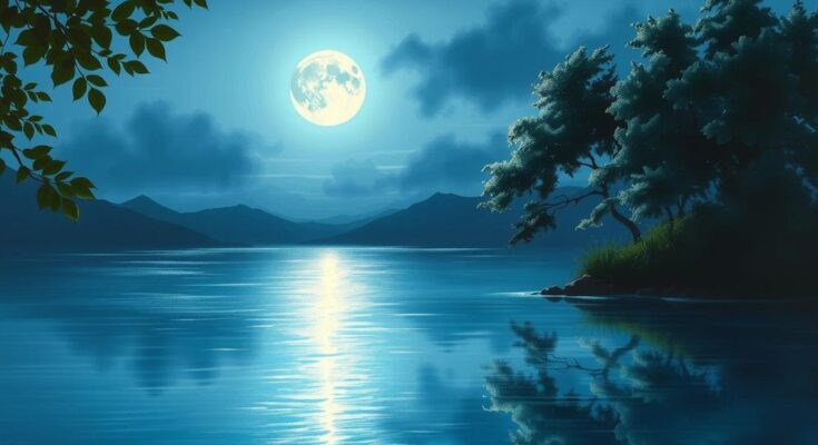 Moon shining in a night sky above calm waters, symbolizing intimacy and communication in relationships.