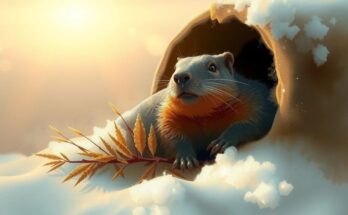 Картинка с символом, ассоциирующимся с Днем Сурка, и изображением медленного света.