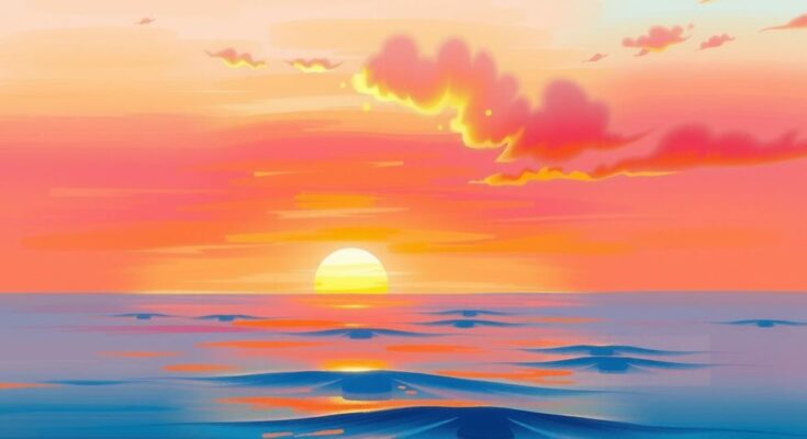 Colorful sunset over a calm horizon symbolizing new beginnings and opportunities