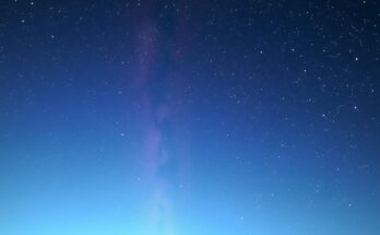 A Taurus constellation design in a peaceful night sky, with stars and a tranquil blue and purple color palette.