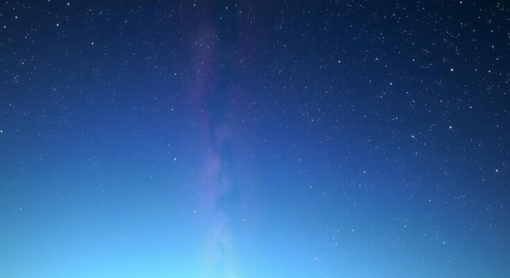 A Taurus constellation design in a peaceful night sky, with stars and a tranquil blue and purple color palette.