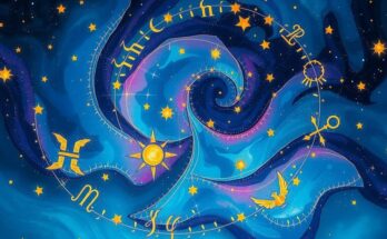 A vibrant celestial display depicting zodiac signs with dreamy colors, reflecting cosmic energy and introspective themes.