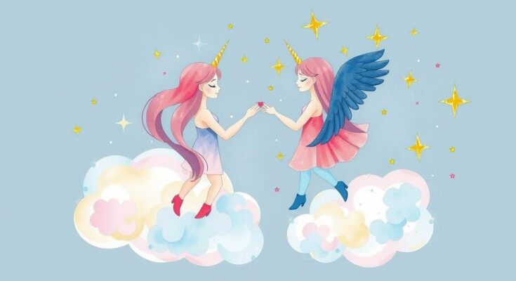 Gemini horoscope symbolism with stars and zodiac signs in pastel colors