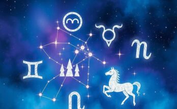 Astrological theme showcasing zodiac symbols and cosmic background with vibrant colors.