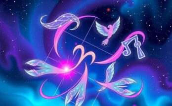 Astrological symbols on a colorful background representing horoscopes for all zodiac signs during Gemini season.