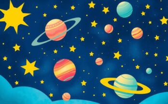 Colorful cosmic illustration symbolizing astrology with planets and stars for daily horoscopes.