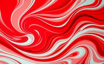 A vibrant red abstract background with dynamic shapes symbolizing passion and confidence, capturing the Aries energy.