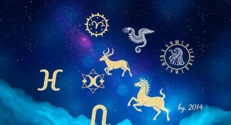 Astrological symbols representing zodiac signs under a celestial backdrop on April 11, 2025.