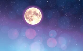 Celestial theme representing love and relationships, with Virgo Moon and Jupiter set among stars, soft pastel colors.