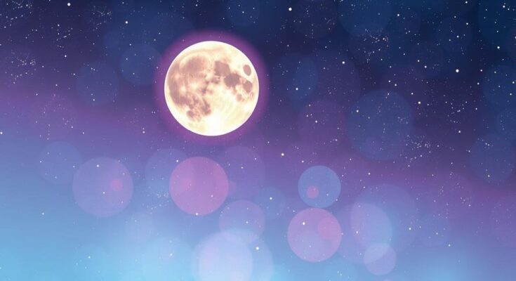 Celestial theme representing love and relationships, with Virgo Moon and Jupiter set among stars, soft pastel colors.