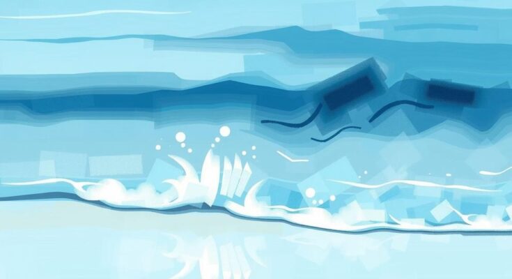 A serene still life of a tranquil ocean scene with soft waves and calming blue hues, reflecting connection and friendship.