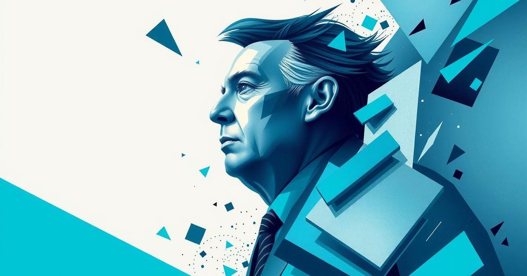 Картинка с синими и серыми геометрическими формами, изображающими влияние на правительство и изменения в бюрократии.