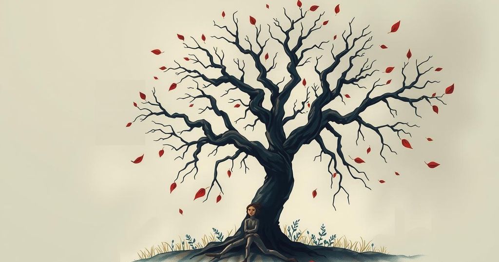 A symbolic image of a wilting tree, representing struggling liberal groups during political changes.