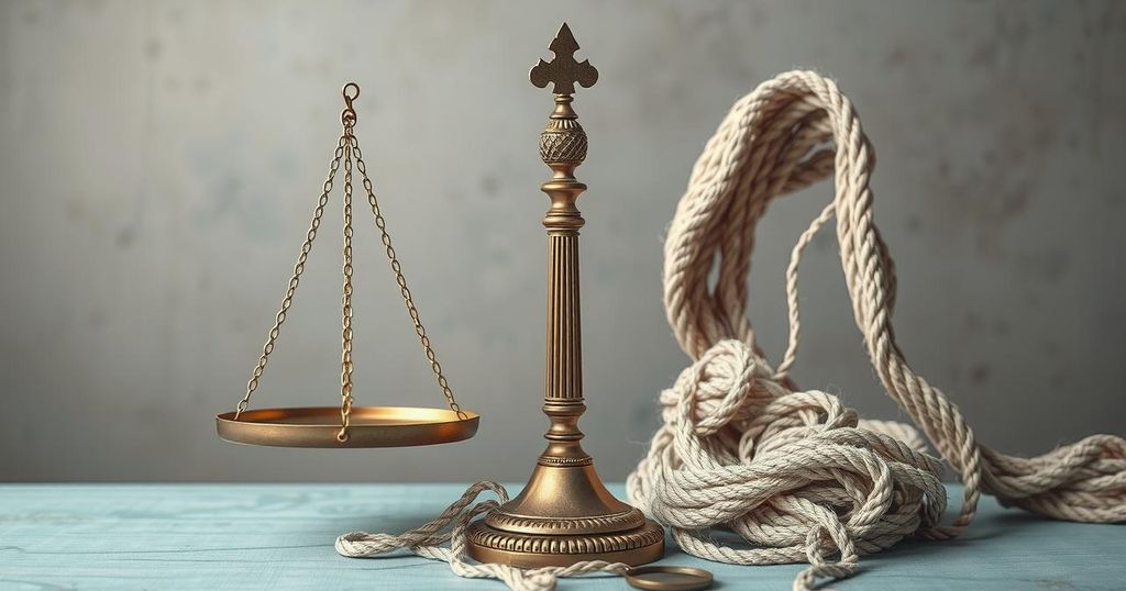 Изображение с символами политической напряженности и споров о социальном обеспечении в Америке.