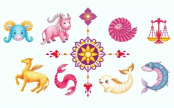 Zodiac symbols set in vibrant colors representing each sign's unique characteristics and traits for a weekly horoscope.