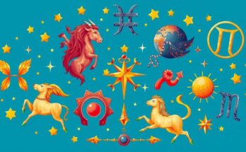 Astrological symbols with zodiac signs in vibrant colors symbolizing hope and change for horoscope readings.