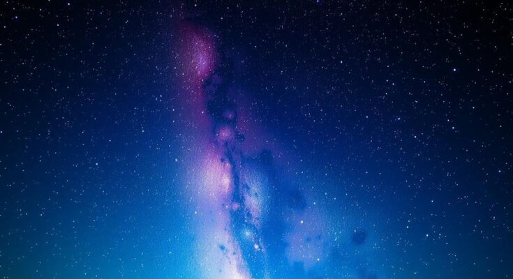 A starry night sky with constellations and a vibrant celestial scene symbolizing astrology and energy shifts.