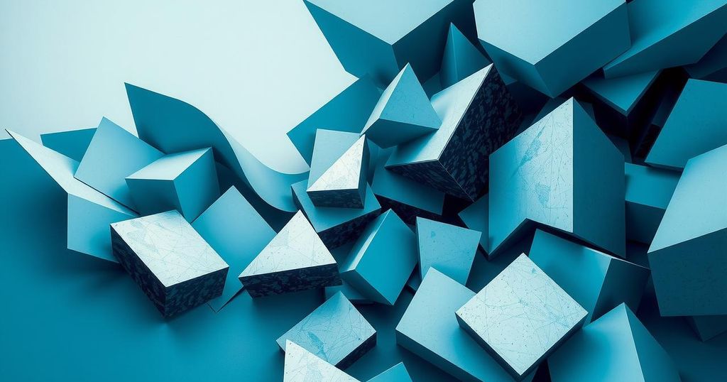 A conceptual and abstract representation of transition and change in an administrative environment, focusing on structure and impact.