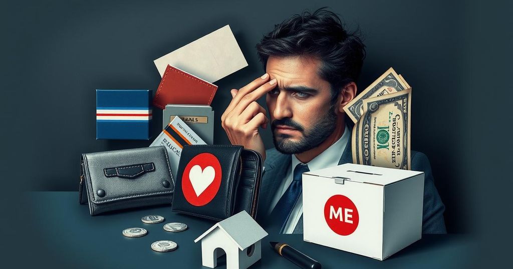 A collage depicting frustration and concern among liberal donors, with dark shades and muted tones.