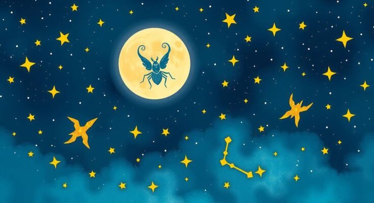 Astrological symbols with a cosmic backdrop reflecting positive horoscopes for zodiac signs under a Virgo Moon.