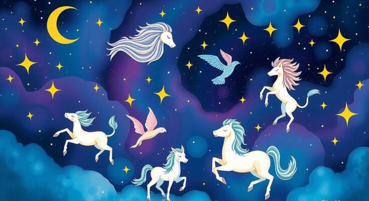 Celestial inspired illustration of zodiac signs with stars and cosmic elements depicting harmony and self-discovery.