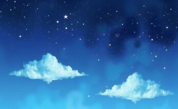 A serene scene depicting a starry night sky reflecting optimism and connection, in soft blues and purples.